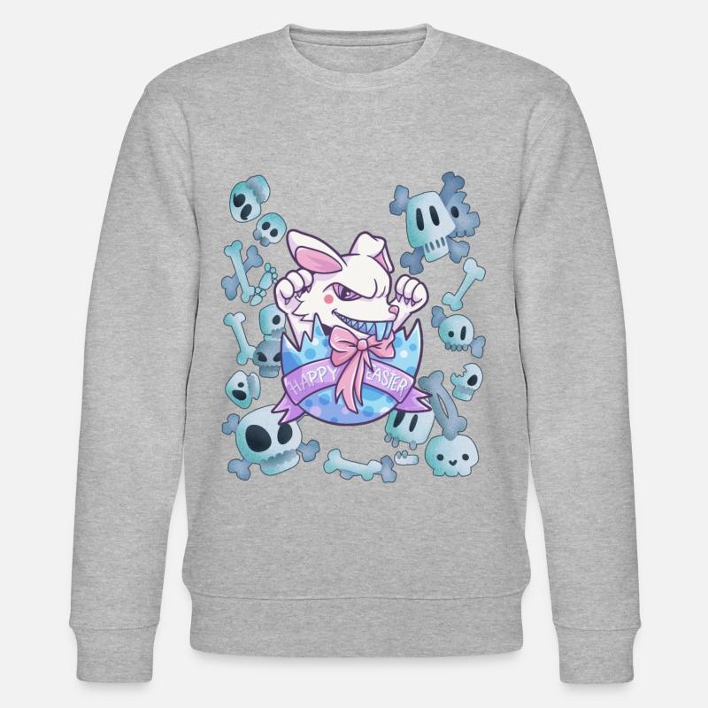 Easter bunny graveyard skull gift - Stanley/Stella CHANGER Unisex Organic Sweatshirt - heather grey