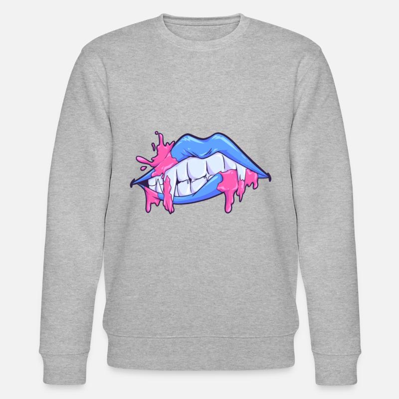 Face mask mouth lips vampire - Stanley/Stella CHANGER Unisex Organic Sweatshirt - heather grey