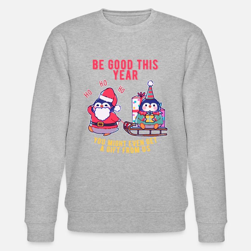 Pinguin bringt Weihnachtsgeschenke - Stanley/Stella Unisex Bio-Sweatshirt CHANGER  - Grau meliert