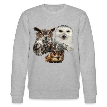 Eulen - Stanley/Stella Unisex Bio-Sweatshirt CHANGER  - Grau meliert - Vorne - Nik (191cm) & Marisol (170cm)
