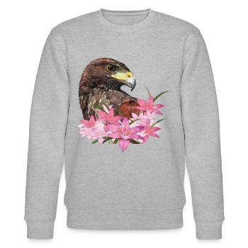 harris hawk - Stanley/Stella CHANGER Unisex Organic Sweatshirt - heather grey - Front - Nik (191cm) & Marisol (170cm)