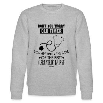 Retirement home nursing home carer - Stanley/Stella CHANGER Unisex Organic Sweatshirt - heather grey - Front - Nik (191cm) & Marisol (170cm)