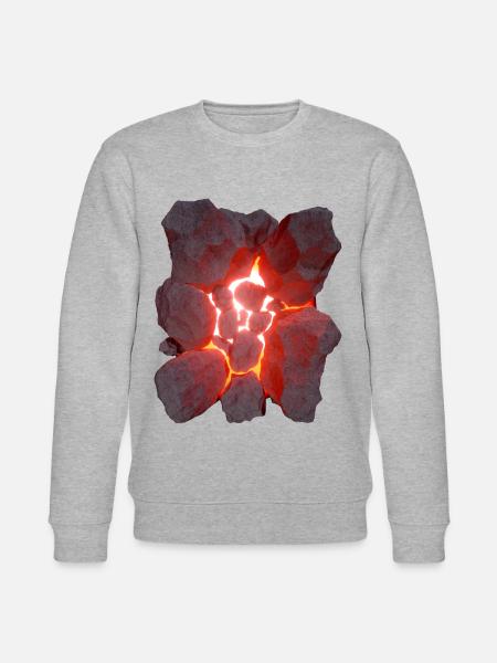 Volcano 3D effect Glowing lava - Stanley/Stella CHANGER Unisex Organic Sweatshirt - heather grey