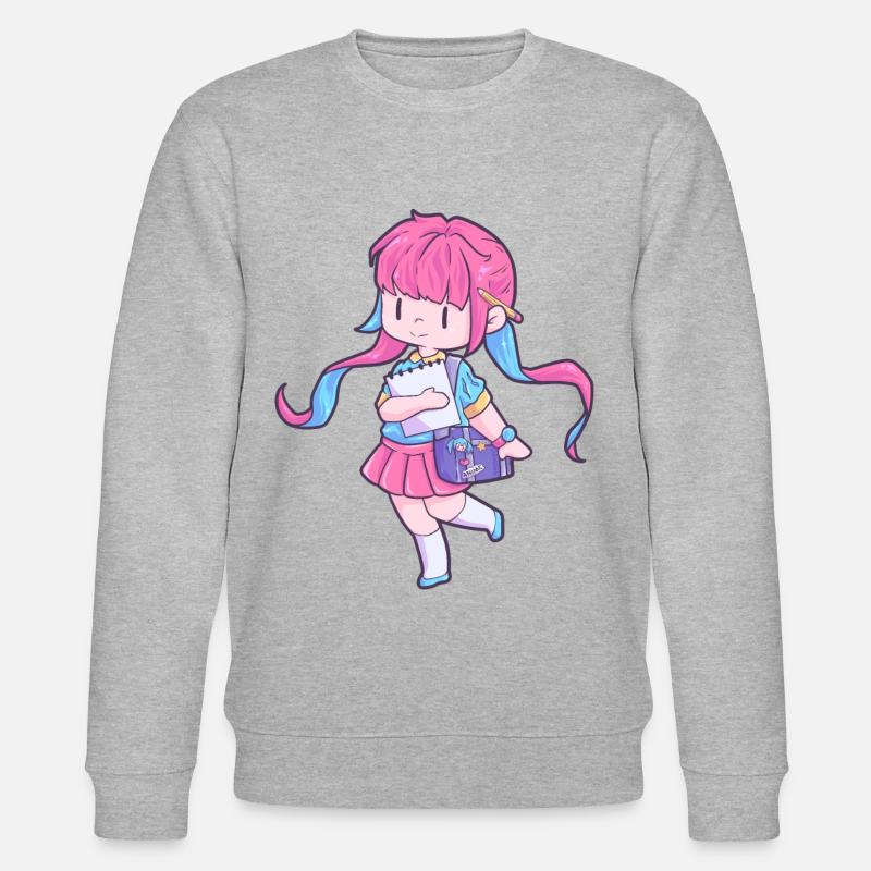 Mädchen Anime Skizze zeichnen - Stanley/Stella Unisex Bio-Sweatshirt CHANGER  - Grau meliert