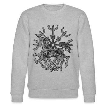 Schutz Rune Helm der Ehefurcht mit Odins Pferd - Stanley/Stella Unisex Bio-Sweatshirt CHANGER  - Grau meliert - Vorne - Nik (191cm) & Marisol (170cm)