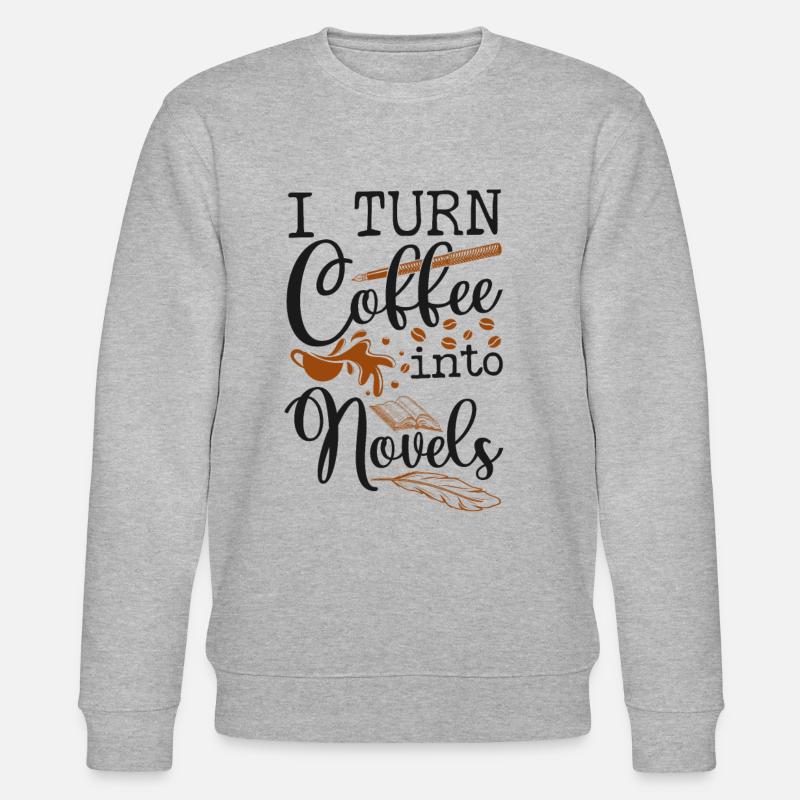 Writing Coffee Novel Writer & - Stanley/Stella Unisex Bio-Sweatshirt CHANGER  - Grau meliert