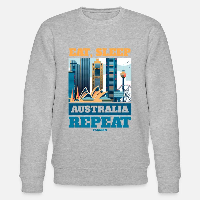 Eat Sleep Australia Repeat - Stanley/Stella Unisex Bio-Sweatshirt CHANGER - Grau meliert