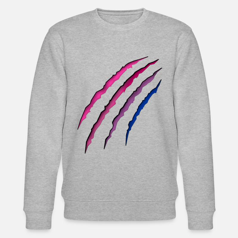 Bisexual Bi Pride Flag Scratch - Stanley/Stella CHANGER Unisex Organic Sweatshirt - heather grey