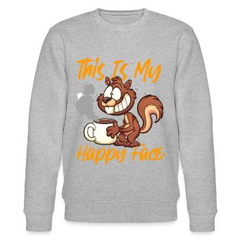 Squirrel Acorn This Is My Happy - Stanley/Stella Unisex Bio-Sweatshirt CHANGER  - Grau meliert - Vorne - Nik (191cm) & Marisol (170cm)