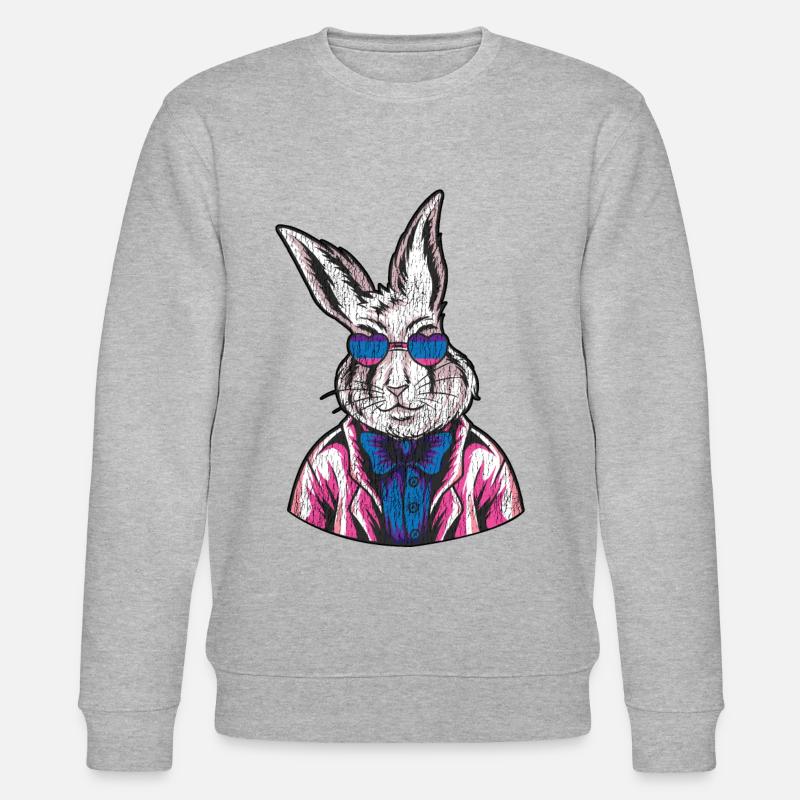 Bisexual Bi Pride Flag Rabbit - Stanley/Stella CHANGER Unisex Organic Sweatshirt - heather grey