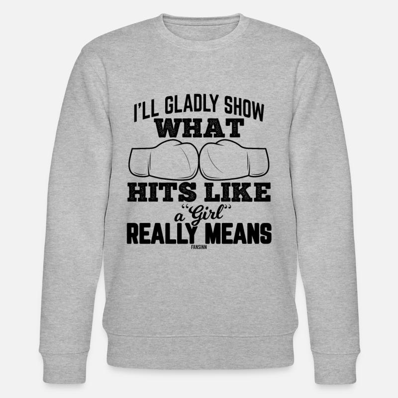 Boxkampf Mädchen Boxsport Geschenk - Stanley/Stella Unisex Bio-Sweatshirt CHANGER  - Grau meliert