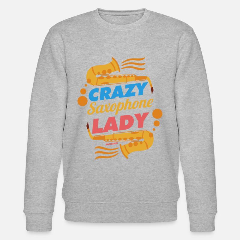 Crazy Saxophone Lady - Stanley/Stella Unisex Bio-Sweatshirt CHANGER  - Grau meliert
