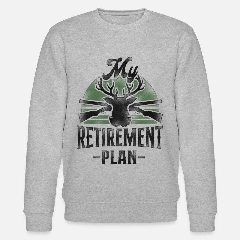 Buck Deer Hunting Hunter Retired - Stanley/Stella Unisex Bio-Sweatshirt CHANGER  - Grau meliert