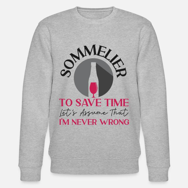 Sommelier Wine Drinking Tasting - Stanley/Stella CHANGER Unisex Organic Sweatshirt - heather grey