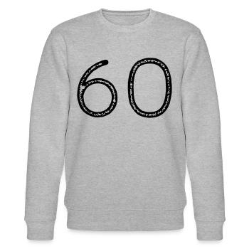60 - Numéro - Anniversaire - Sweat bio CHANGER Stanley/Stella Unisexe - gris chiné - Devant - Nik (191cm) & Marisol (170cm)