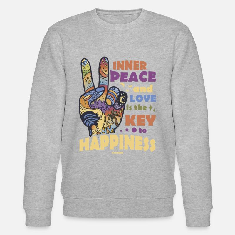 innerer Frieden Peacezeichen zwei Finger - Stanley/Stella Unisex Bio-Sweatshirt CHANGER  - Grau meliert