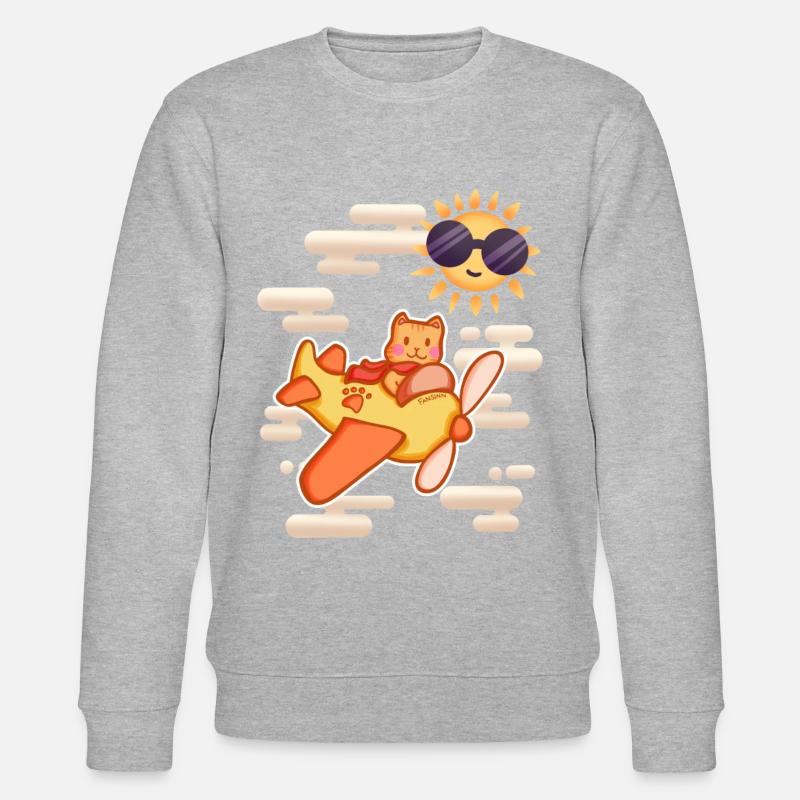 Pilot Katze Himmel - Stanley/Stella Unisex Bio-Sweatshirt CHANGER  - Grau meliert