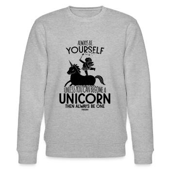 Einhorn tanzen Mädchen Pferd reiten - Stanley/Stella Unisex Bio-Sweatshirt CHANGER  - Grau meliert - Vorne - Nik (191cm) & Marisol (170cm)