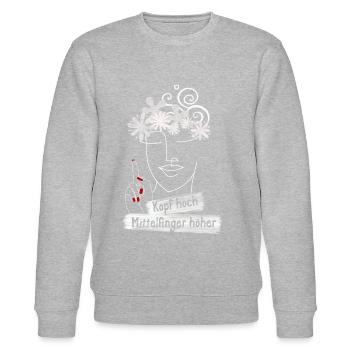 Sarkastisch Humor Kopf hoch Mittelfinger - Stanley/Stella Unisex Bio-Sweatshirt CHANGER  - Grau meliert - Vorne - Nik (191cm) & Marisol (170cm)