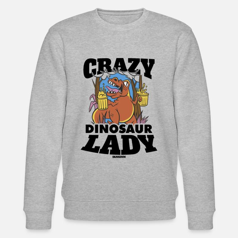 Crazy Dinosaur Lady - Stanley/Stella Unisex Bio-Sweatshirt CHANGER  - Grau meliert
