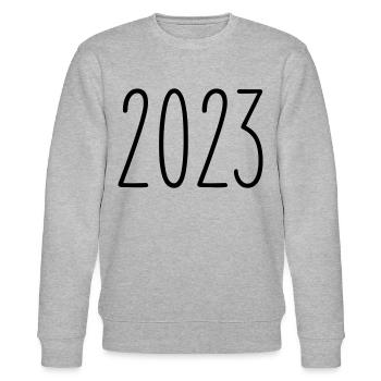 2023 - Année - Nouvel An - Sweat bio CHANGER Stanley/Stella Unisexe - gris chiné - Devant - Nik (191cm) & Marisol (170cm)
