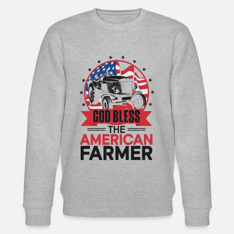 Farming Farmer Us American Flag - Stanley/Stella CHANGER Unisex Organic Sweatshirt - heather grey