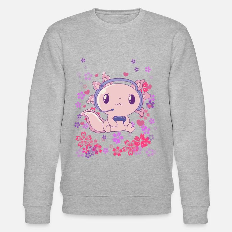 Gaming Axolotl mit Headset - Stanley/Stella Unisex Bio-Sweatshirt CHANGER  - Grau meliert