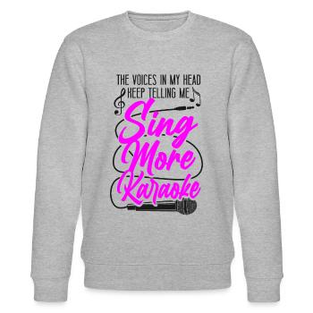 Karaoke Singer The Voices In My - Stanley/Stella CHANGER Unisex Organic Sweatshirt - heather grey - Front - Nik (191cm) & Marisol (170cm)