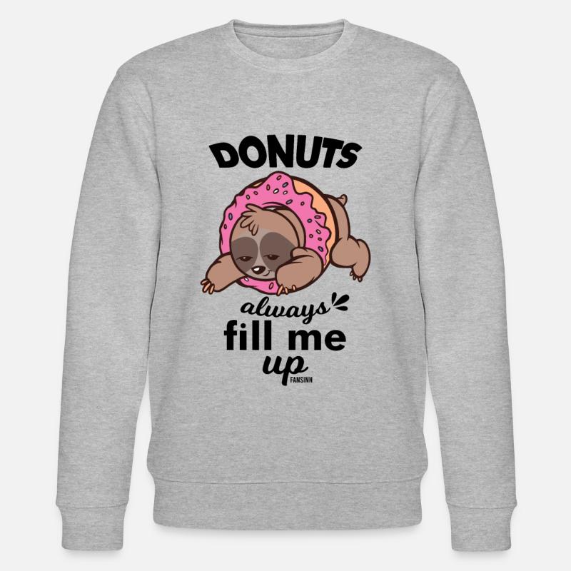 Faultier Donut Kuchen lecker - Stanley/Stella Unisex Bio-Sweatshirt CHANGER - Grau meliert
