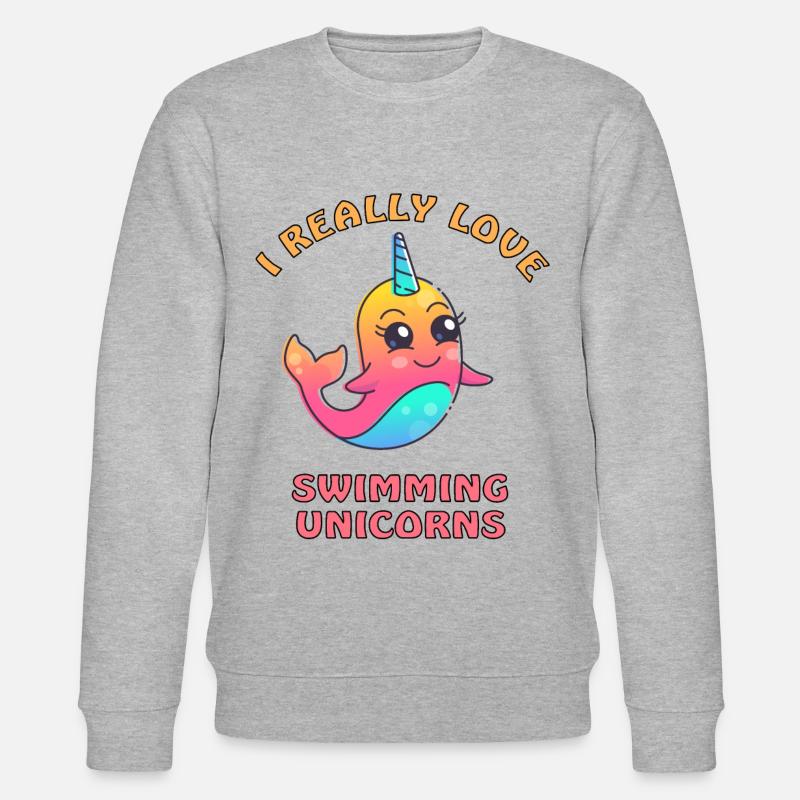 ich liebe schwimmende Einhörner - Stanley/Stella Unisex Bio-Sweatshirt CHANGER - Grau meliert