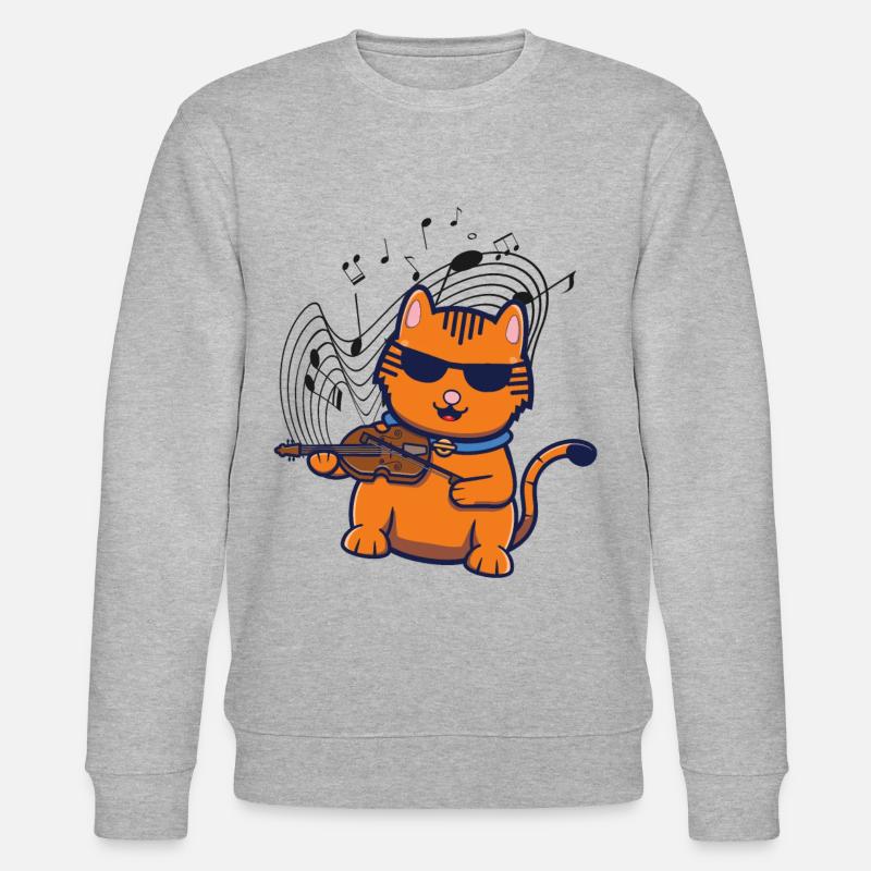 Violon Violoniste Jazz Cat - Sweat bio CHANGER Stanley/Stella Unisexe - gris chiné