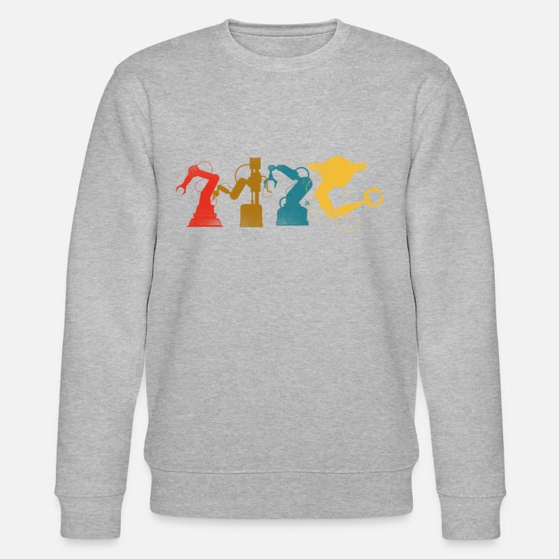 Robot Robotics Engineer Retro - Stanley/Stella CHANGER Unisex Organic Sweatshirt - heather grey