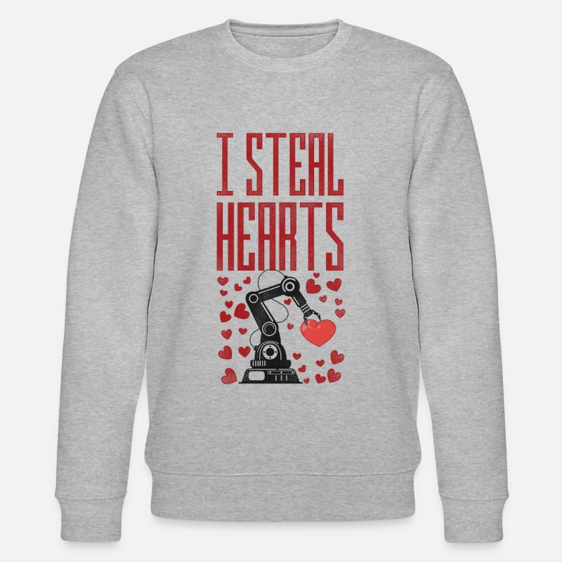 Robot Robotics Engineer Valentines - Stanley/Stella CHANGER Unisex Organic Sweatshirt - heather grey