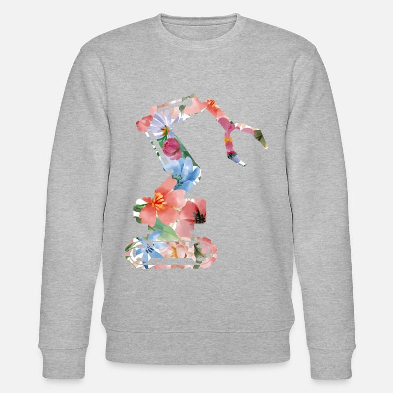Robot Robotics Engineer Flower - Stanley/Stella CHANGER Unisex Organic Sweatshirt - heather grey
