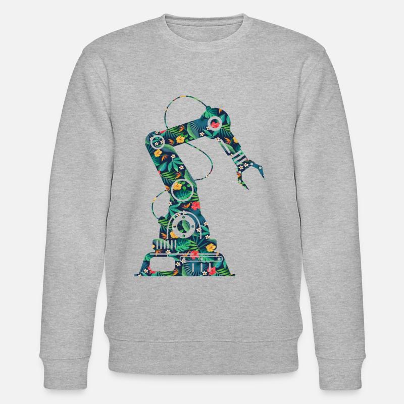 Robot Robotics Engineer Flower - Stanley/Stella CHANGER Unisex Organic Sweatshirt - heather grey
