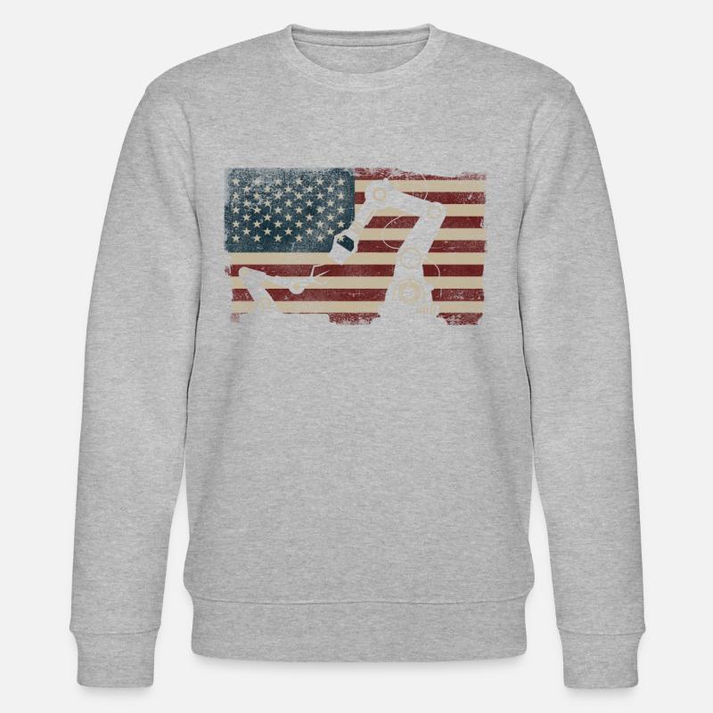 Robot Robotics Engineer American - Stanley/Stella CHANGER Unisex Organic Sweatshirt - heather grey
