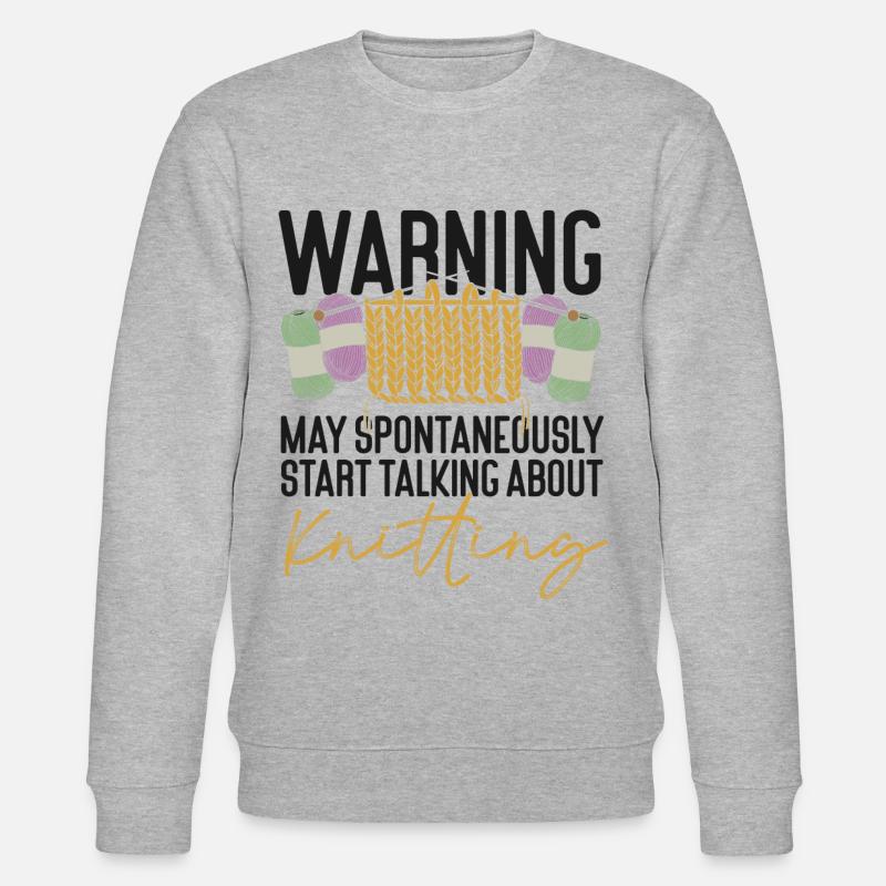 Knitting Knitter Warning May - Stanley/Stella Unisex Bio-Sweatshirt CHANGER  - Grau meliert