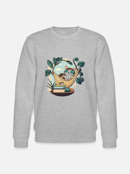 Cat Book Lover - Stanley/Stella CHANGER Unisex Organic Sweatshirt - heather grey