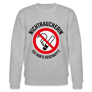 Nichtraucherin – Ich Hab’s Geschafft! (3C / B) - Stanley/Stella Unisex Bio-Sweatshirt CHANGER  - Grau meliert - Vorne - Nik (191cm) & Marisol (170cm)
