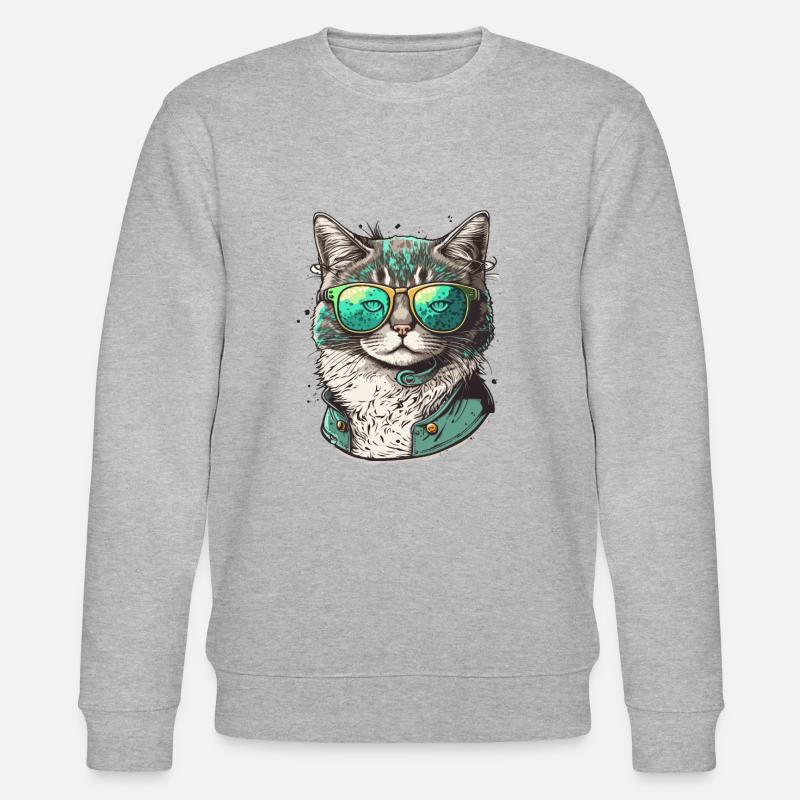 Coole Katze - Stanley/Stella Unisex Bio-Sweatshirt CHANGER  - Grau meliert