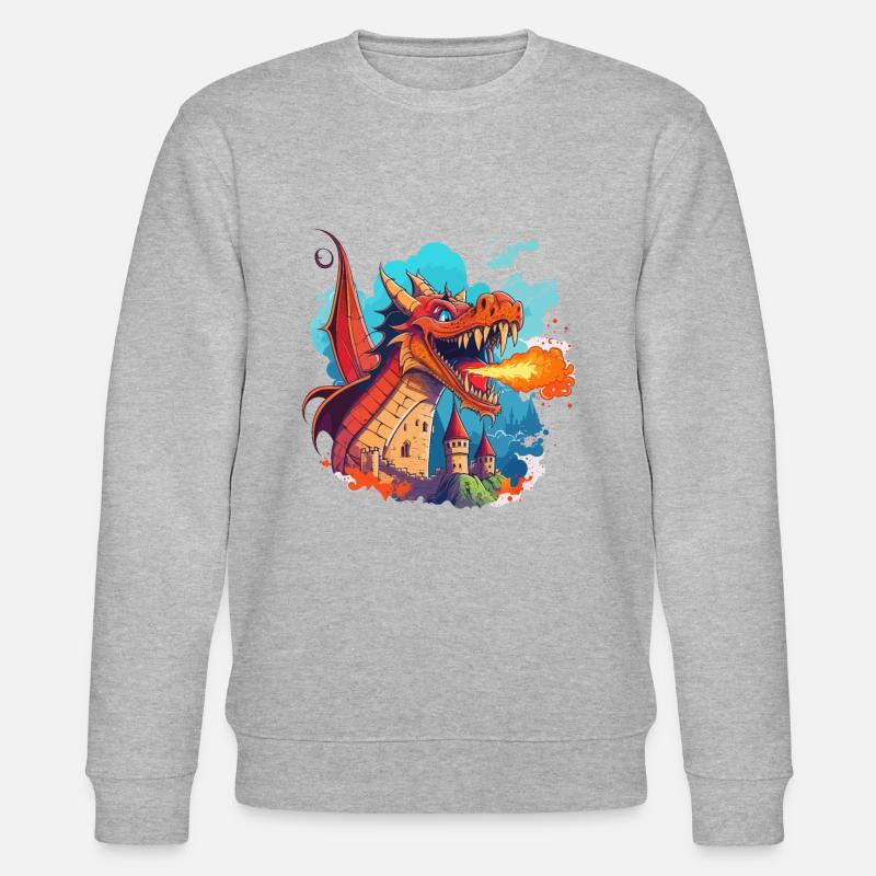 Der feuerspeiende Drache - Stanley/Stella Unisex Bio-Sweatshirt CHANGER  - Grau meliert