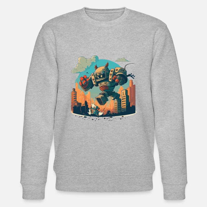 Robot vs Monsters - Stanley/Stella CHANGER Unisex Organic Sweatshirt - heather grey