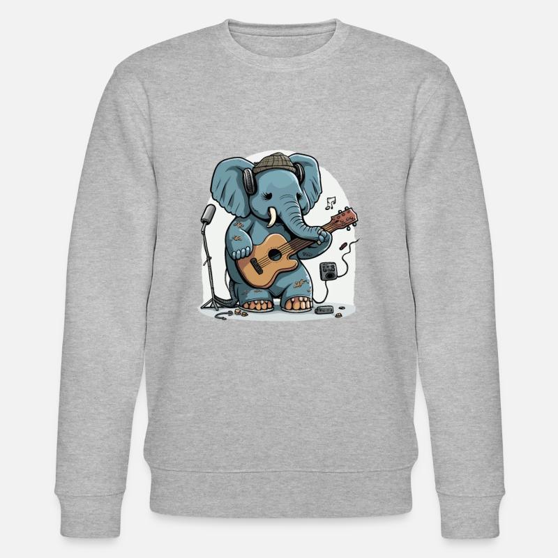 Gitarre spielender Elefant - Stanley/Stella Unisex Bio-Sweatshirt CHANGER  - Grau meliert