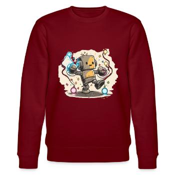 Robo-Rave - Stanley/Stella CHANGER Unisex Organic Sweatshirt - burgundy - Front - Nik (191cm) & Marisol (170cm)