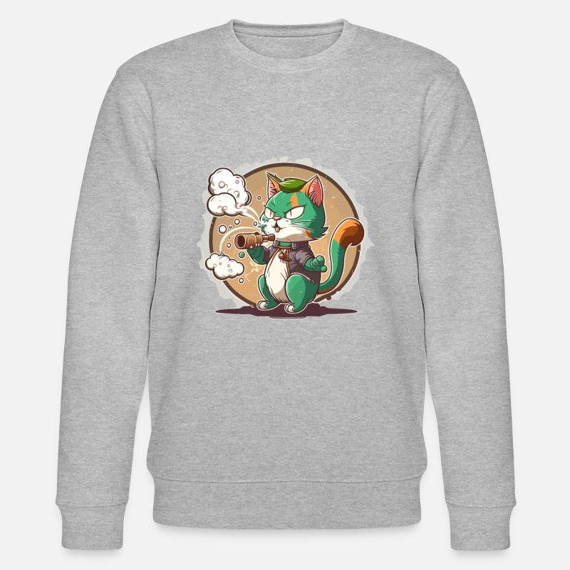 Rauchende Katze - Stanley/Stella Unisex Bio-Sweatshirt CHANGER  - Grau meliert