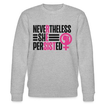 Feminist Nevertheless She - Stanley/Stella Unisex Bio-Sweatshirt CHANGER  - Grau meliert - Vorne - Nik (191cm) & Marisol (170cm)