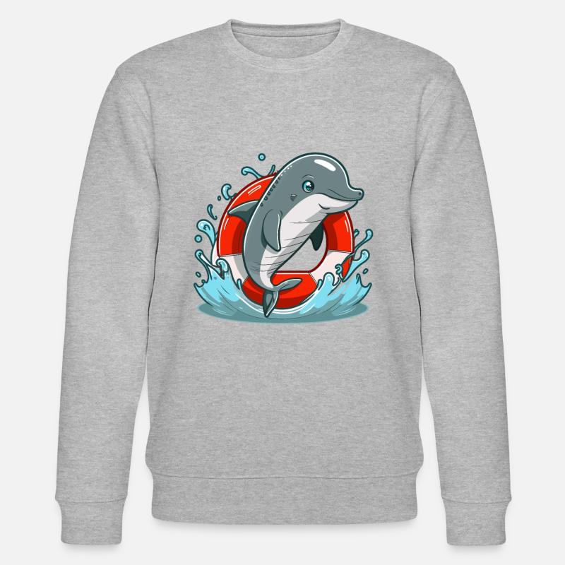 Rettungsmission mit Delfin - Stanley/Stella Unisex Bio-Sweatshirt CHANGER  - Grau meliert