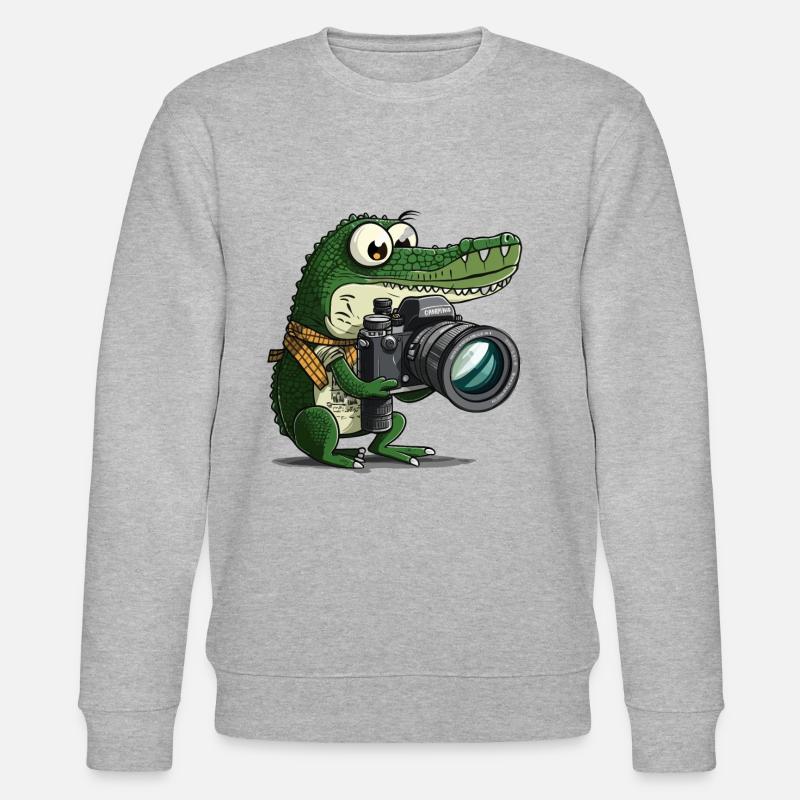 Schnappschuss Glückliches Reptil - Stanley/Stella Unisex Bio-Sweatshirt CHANGER  - Grau meliert