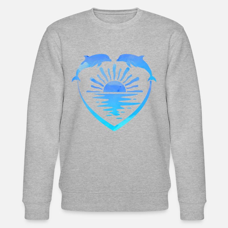 Dolphin Heart Sunset - Stanley/Stella Unisex Bio-Sweatshirt CHANGER  - Grau meliert