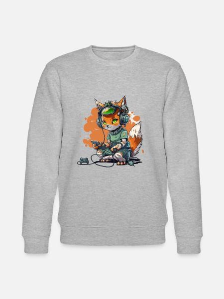 Cat Gaming Headquarters - Stanley/Stella CHANGER Unisex Organic Sweatshirt - heather grey